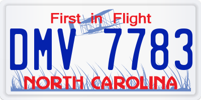 NC license plate DMV7783