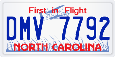 NC license plate DMV7792