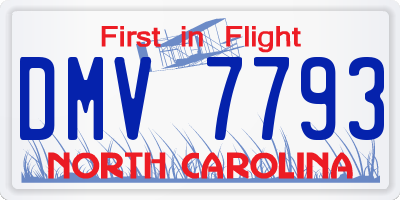 NC license plate DMV7793