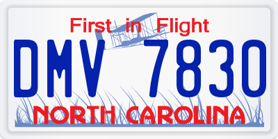 NC license plate DMV7830