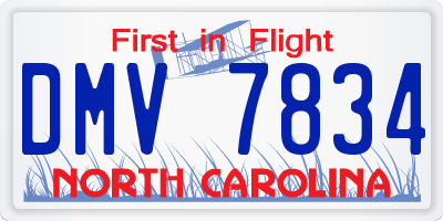 NC license plate DMV7834