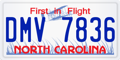 NC license plate DMV7836