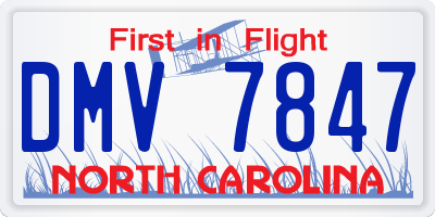 NC license plate DMV7847