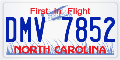 NC license plate DMV7852
