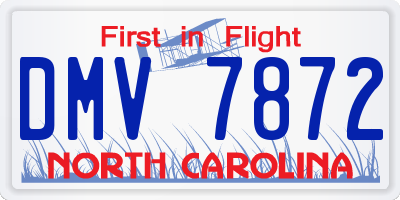NC license plate DMV7872
