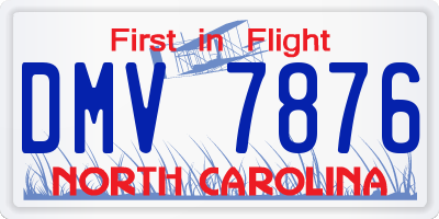 NC license plate DMV7876