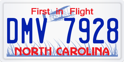 NC license plate DMV7928
