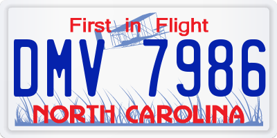 NC license plate DMV7986