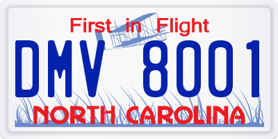 NC license plate DMV8001