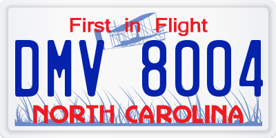 NC license plate DMV8004