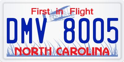NC license plate DMV8005