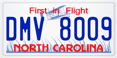 NC license plate DMV8009