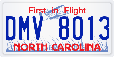 NC license plate DMV8013