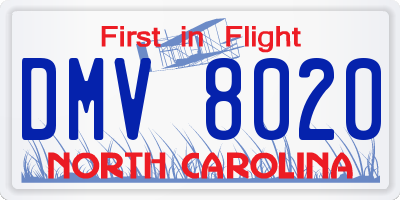 NC license plate DMV8020