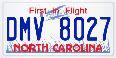 NC license plate DMV8027