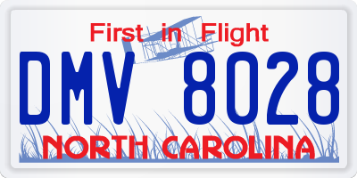 NC license plate DMV8028