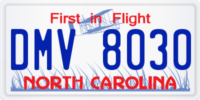 NC license plate DMV8030