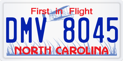 NC license plate DMV8045