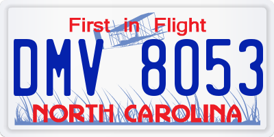 NC license plate DMV8053