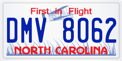 NC license plate DMV8062