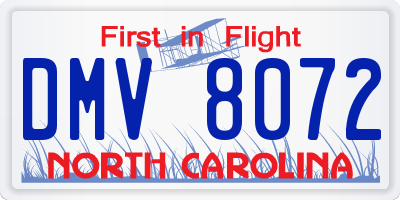 NC license plate DMV8072