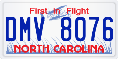 NC license plate DMV8076