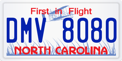 NC license plate DMV8080