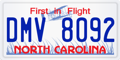 NC license plate DMV8092