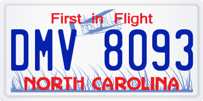 NC license plate DMV8093