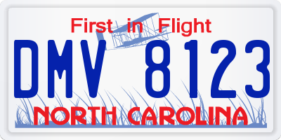 NC license plate DMV8123