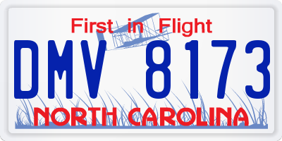 NC license plate DMV8173