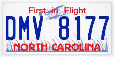 NC license plate DMV8177