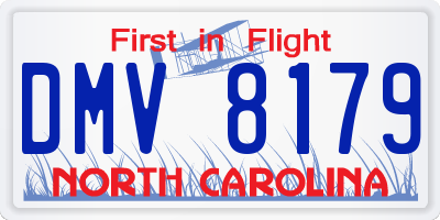 NC license plate DMV8179