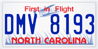 NC license plate DMV8193