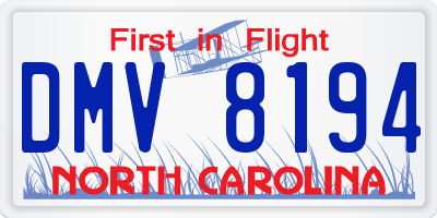 NC license plate DMV8194