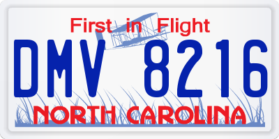 NC license plate DMV8216