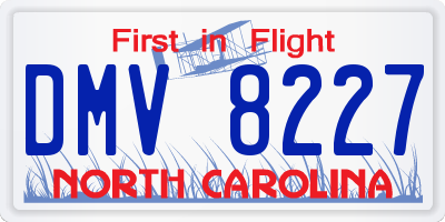 NC license plate DMV8227