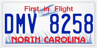 NC license plate DMV8258