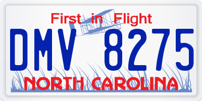 NC license plate DMV8275