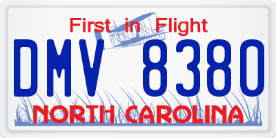 NC license plate DMV8380