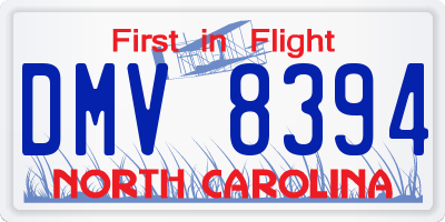 NC license plate DMV8394