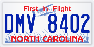 NC license plate DMV8402