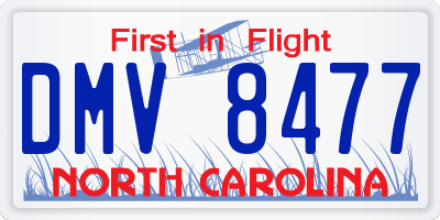 NC license plate DMV8477