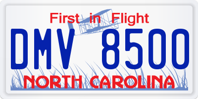 NC license plate DMV8500