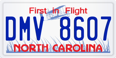 NC license plate DMV8607
