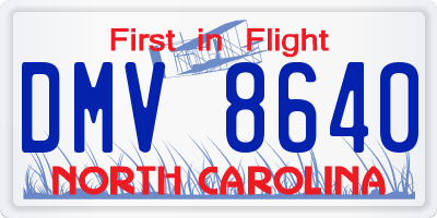 NC license plate DMV8640
