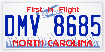 NC license plate DMV8685