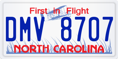 NC license plate DMV8707