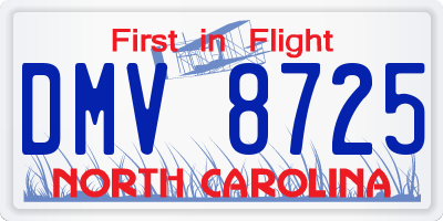 NC license plate DMV8725