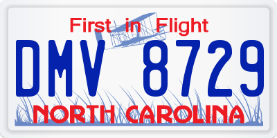 NC license plate DMV8729